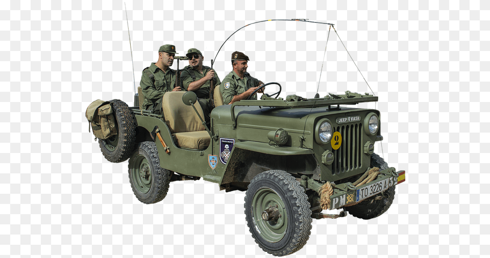 Jeep War Military Army Vehicle Normandy Soldier Army Jeep, Adult, Person, Man, Male Free Transparent Png