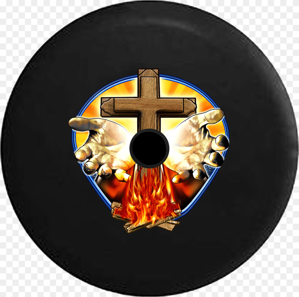 Jeep Wrangler Jl Backup Camera Day Outstretched Hands Tirecoverpro Hands Of God Outstretched Wooden Cross, Symbol, Disk, Emblem Png Image