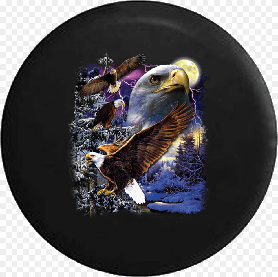 Jeep Wrangler Tire Cover With Bald Eagle Flying Around Golden Eagle, Animal, Bird, Bald Eagle Png Image