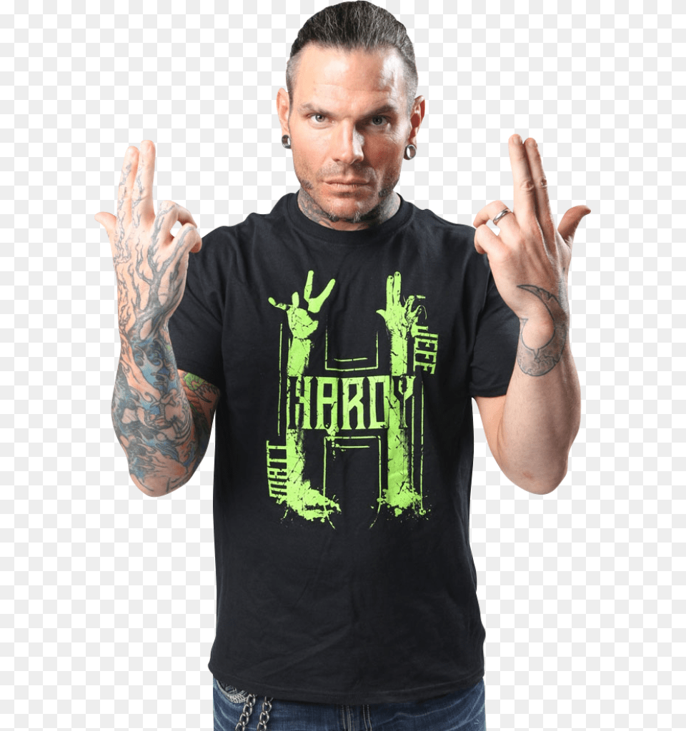 Jeff Hardy In Black T Shirt Jeff Hardy, Tattoo, Clothing, T-shirt, Skin Png Image