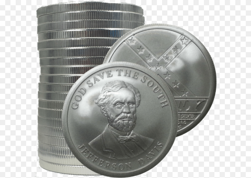 Jefferson Davis Civil War Coin, Silver, Adult, Male, Man Free Transparent Png