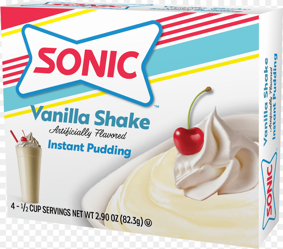 Jel Sert Sonic Strawberry Milkshake Pudding, Cream, Dessert, Food, Whipped Cream Free Png