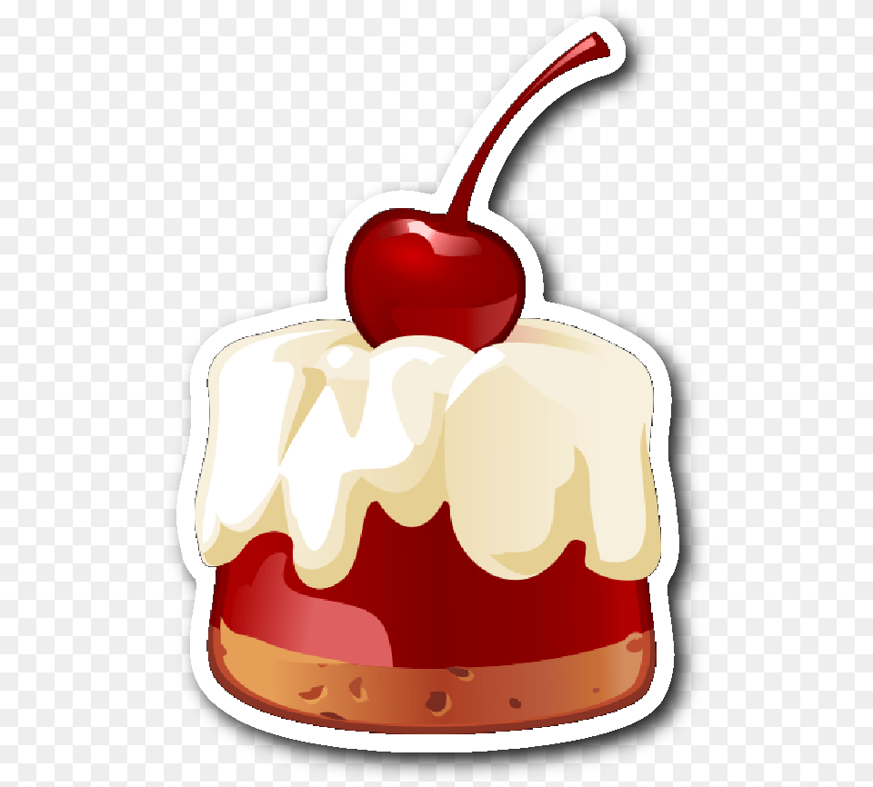 Jello With Cherry On Top Sticker Dessert, Cream, Food, Whipped Cream, Ice Cream Free Png Download