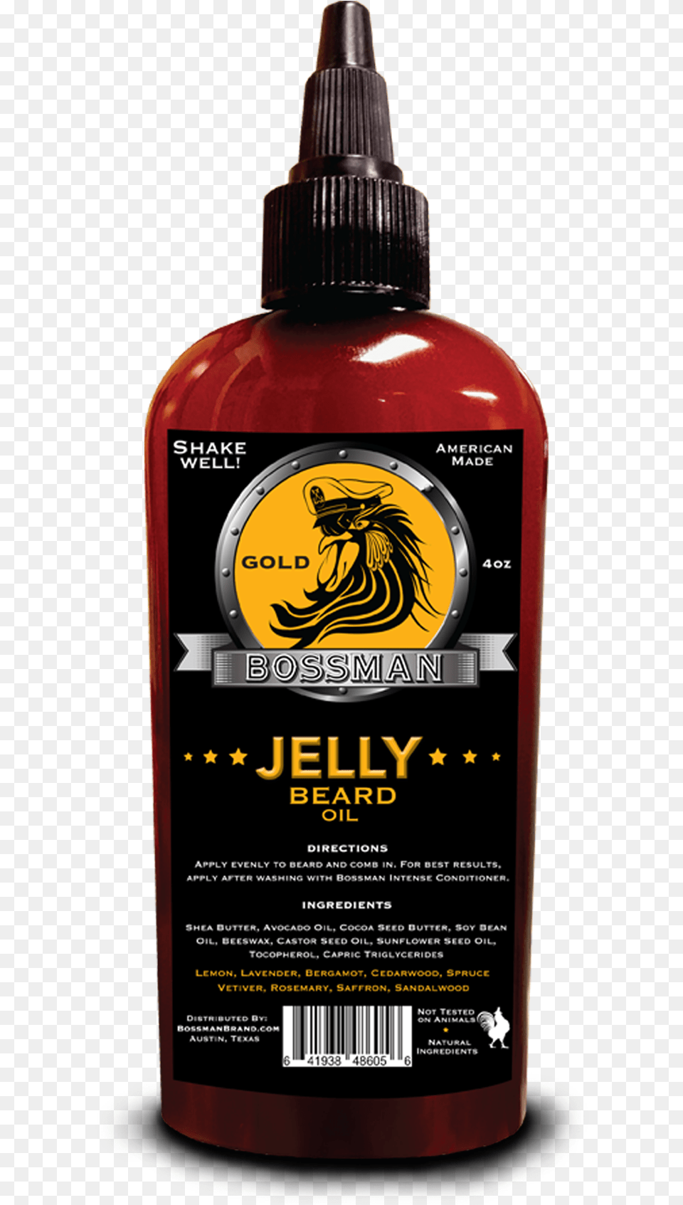 Jelly Beard Oil Bossman Jelly Beard Oil Gold, Bottle, Cosmetics, Perfume, Food Free Png Download