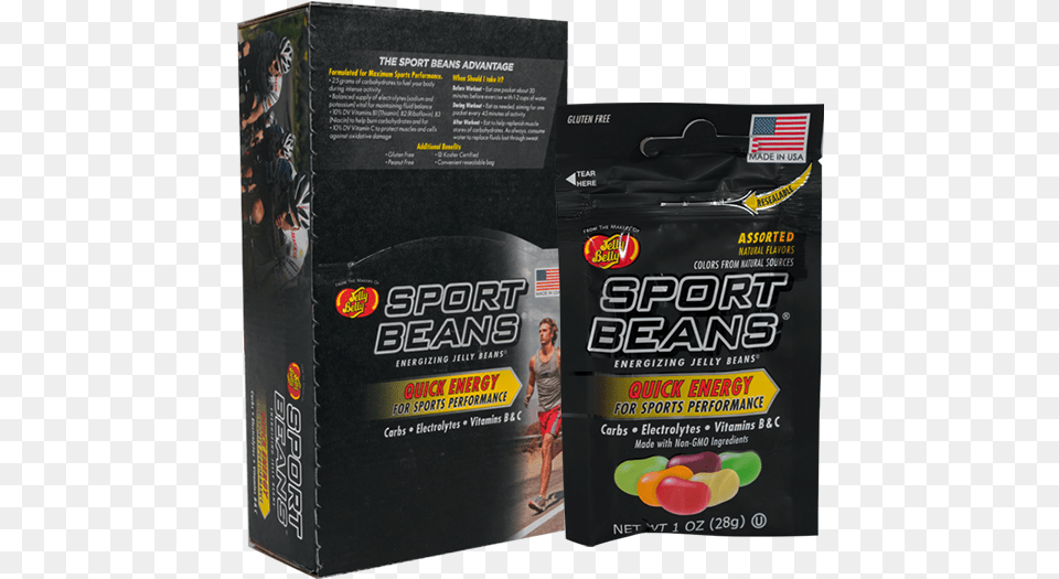 Jelly Belly Sports Beans Jelly Belly Sport Beans Jelly Beans Assorted Flavors, Person, Advertisement, Clothing, Shorts Free Transparent Png