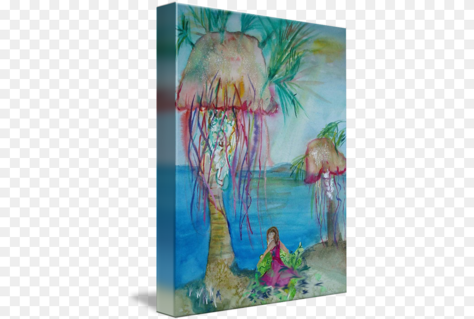 Jellyfish Trees Visual Arts, Art, Painting, Adult, Female Png Image