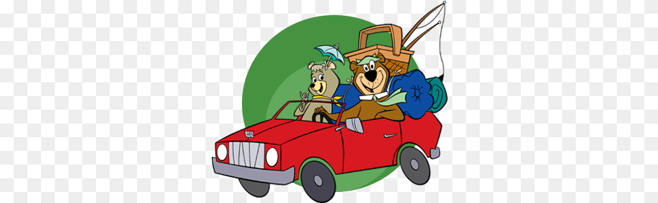 Jellystone Camp Yogi Bear In Car, Cartoon, Grass, Plant, Device Free Transparent Png