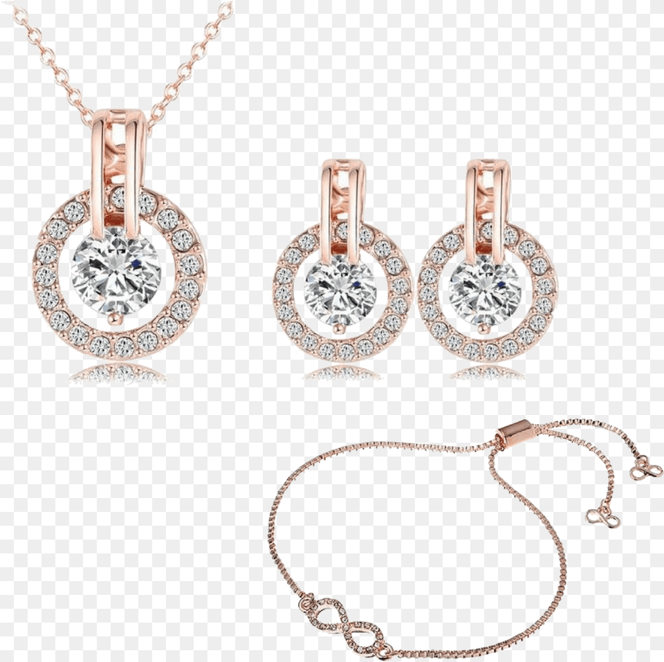 Jeminee Jewellery Simple Rose Gold Gift Set 18k Rose Gold Plated Necklaceearring Sets, Accessories, Diamond, Earring, Gemstone Free Transparent Png