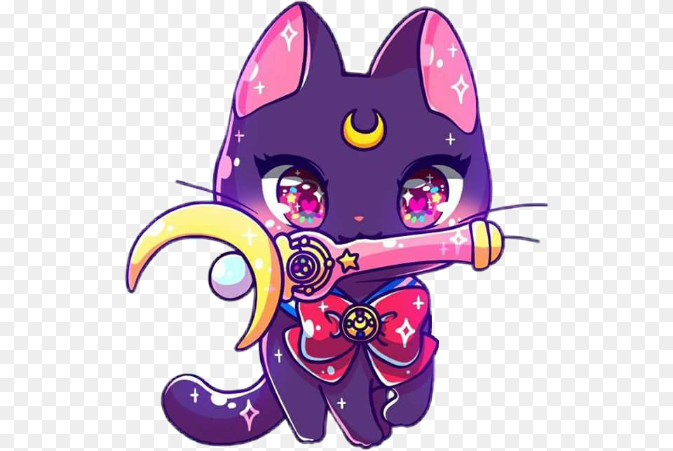 Jenniillustrations Sailormoon Luna Cat Gato Kawaii Luna Chibi Sailor Moon, Purple, Animal, Bear, Mammal Free Png Download