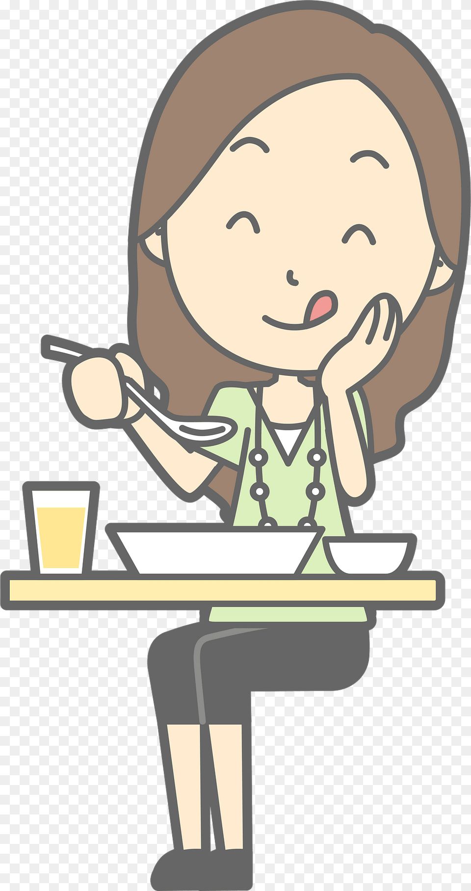 Jenny Woman Is Eating A Delicious Meal Clipart, Cutlery, Fork, Baby, Person Png Image