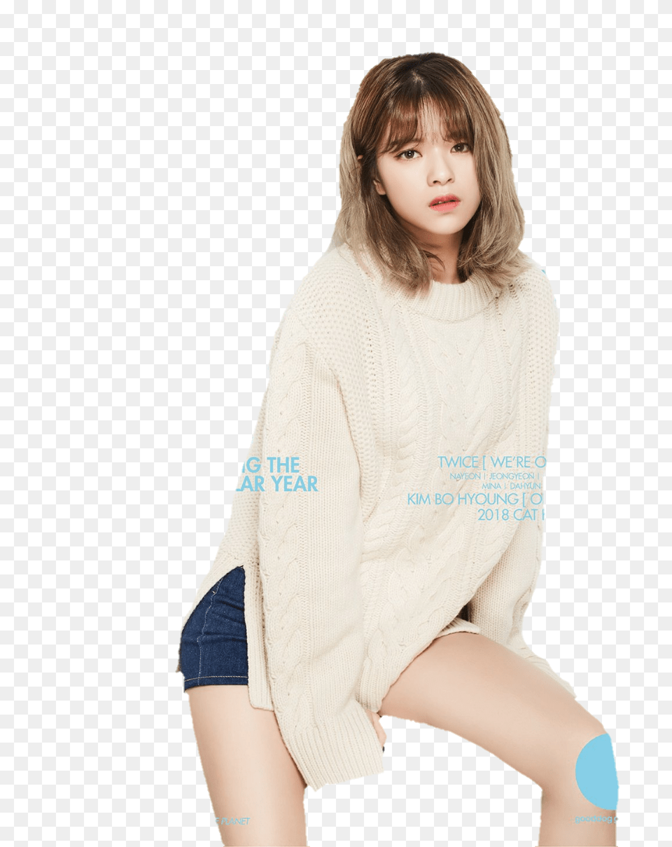 Jeongyeon Twice Kpop Overlays Edits Corea Jeongyeon Oh Boy, Clothing, Knitwear, Sweater, Face Free Png