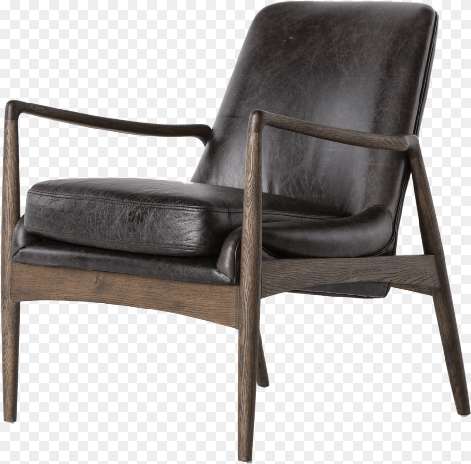 Jeremiah Chair Mid Century Leather Chair, Furniture, Armchair Png Image