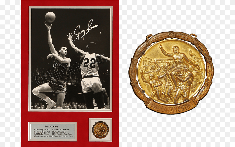 Jerry Amp Trophy Jerry Lucas Autographed Photograph 8x10 Inch Framed, Gold, Boy, Child, Teen Free Transparent Png