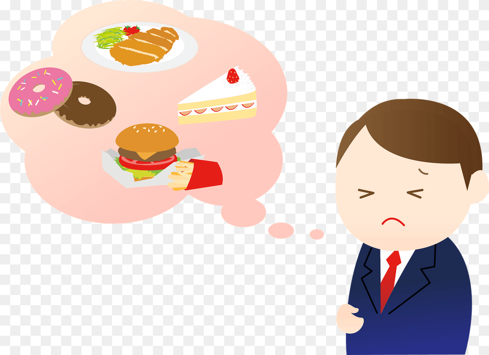 Jerry Man On A Diet Is Tempted By Sweets Clipart, Person, People, Food, Burger Png Image