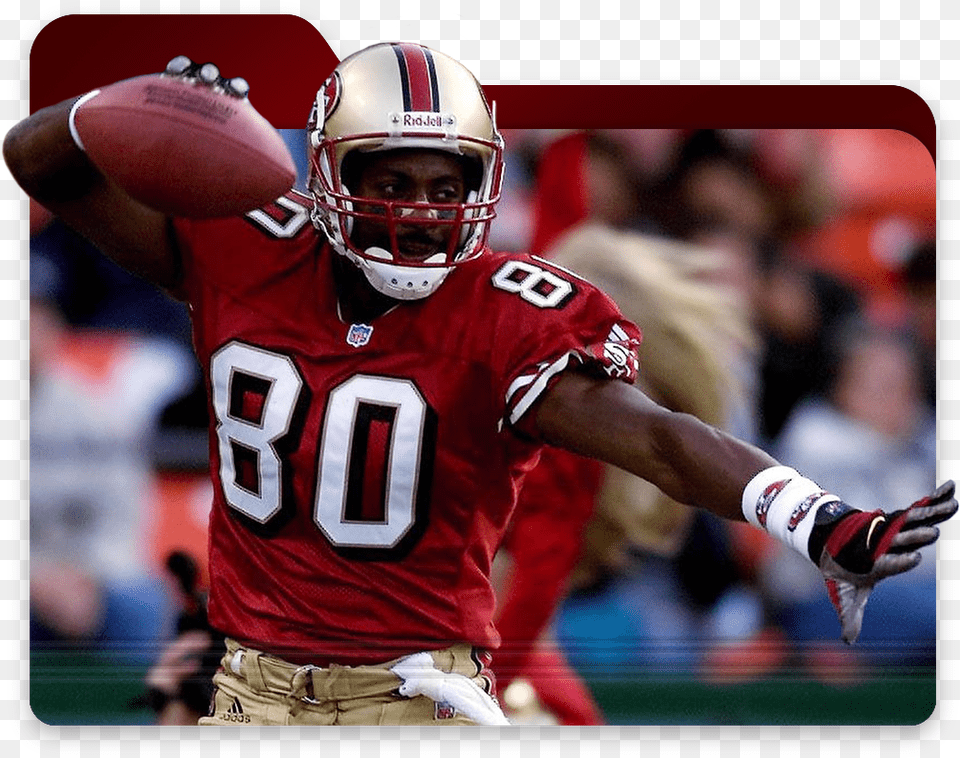 Jerry Rice Nft Icon In 2021 American Football Players Jerry Rice 49ers, Helmet, Person, People, Sport Free Png
