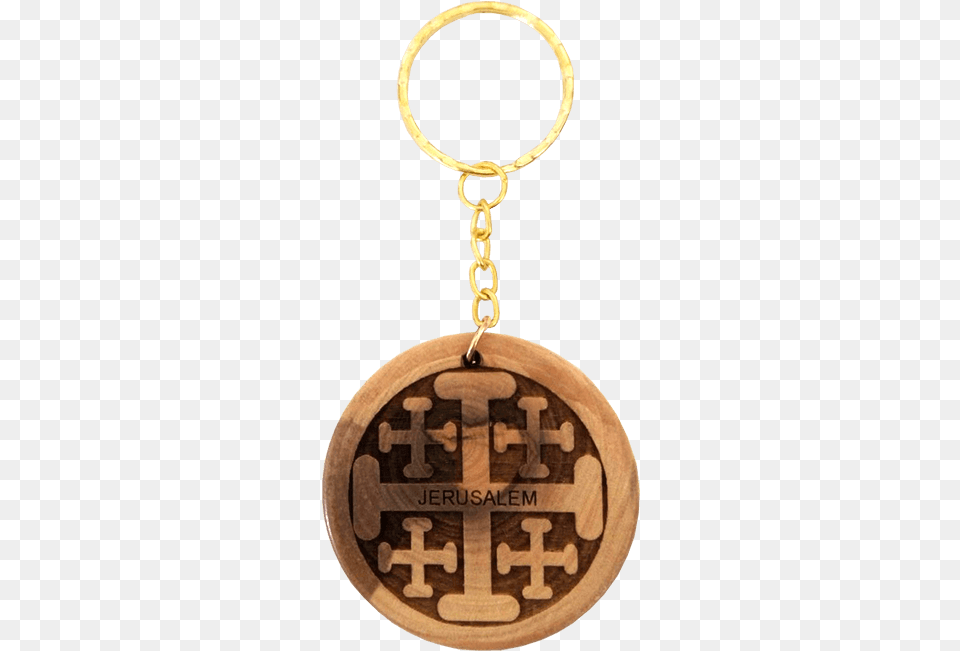 Jerusalem Cross Olive Wood Keychain Solid, Accessories, Earring, Jewelry, Pendant Png