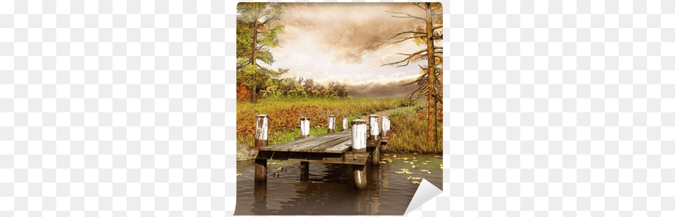 Jesienna Ka I Molo Nad Jeziorem Wall Mural Pixers Horse On The Lake Shower Curtain, Waterfront, Water, Scenery, Nature Png Image