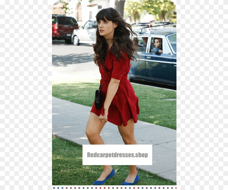 Jess Zooey Deschanel Red Dress New Girl Zooey Deschanel New Girl Outfits, Footwear, Shoe, Clothing, High Heel Free Png Download