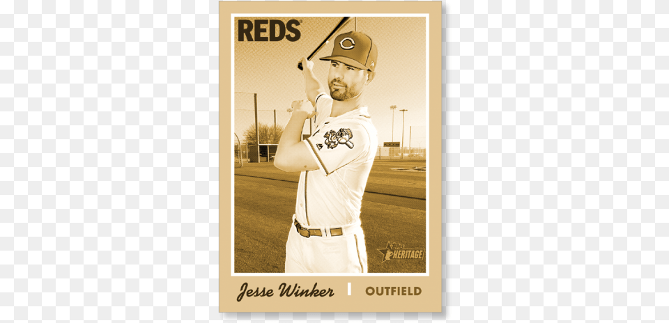 Jesse Winker 2019 Heritage Baseball Base Poster Gold Vintage Base Ball, Adult, Team, Sport, Person Free Png Download