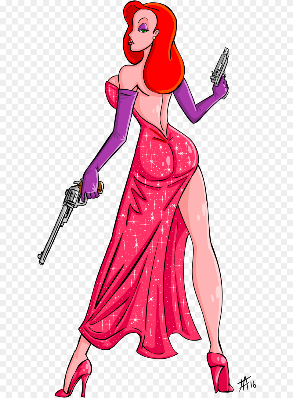 Jessica Rabbit By Derangedmeowmeow Jessica Rabbit With Gun, Adult, Publication, Person, Female Png