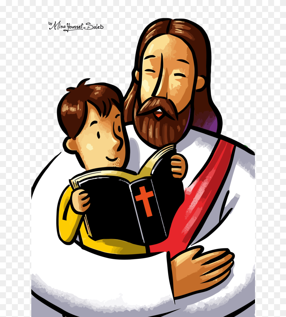 Jesus And Children Vector Clipart Child Christianity, Person, Reading, Face, Head Free Png