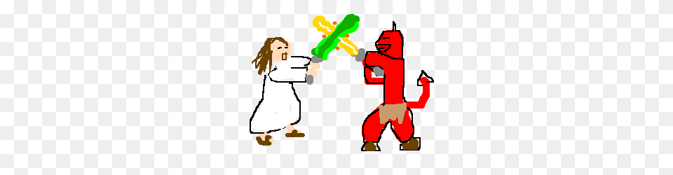 Jesus And The Devil Fighting With Lightsabers Drawing, Baby, Person, Face, Head Png