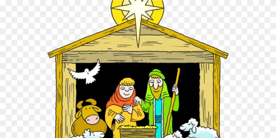 Jesus Birth Clipart Fiction, Person, Baby, Animal, Bird Free Png Download