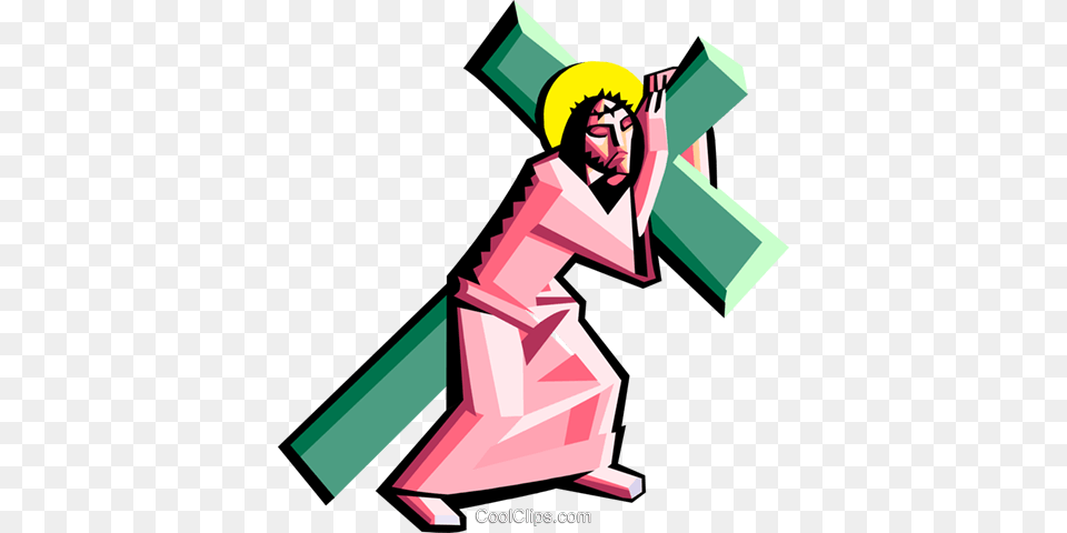Jesus Carrying The Cross Royalty Vector Clip Art Illustration, Face, Head, Person Free Png Download