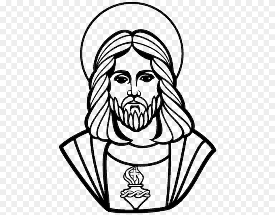 Jesus Christ Catholic Jesus Drawing, Stencil, Person, Face, Head Png