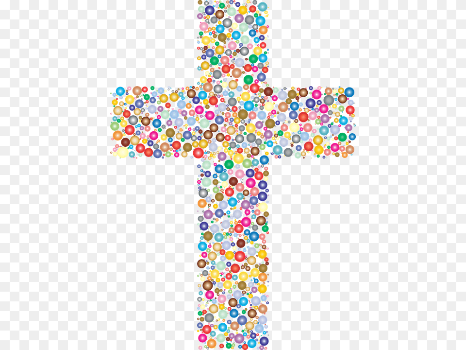 Jesus Christ Cross Crucifix Christian Catholic Colorful Cross Transparent Background, Symbol, Accessories, Bead, Food Free Png Download