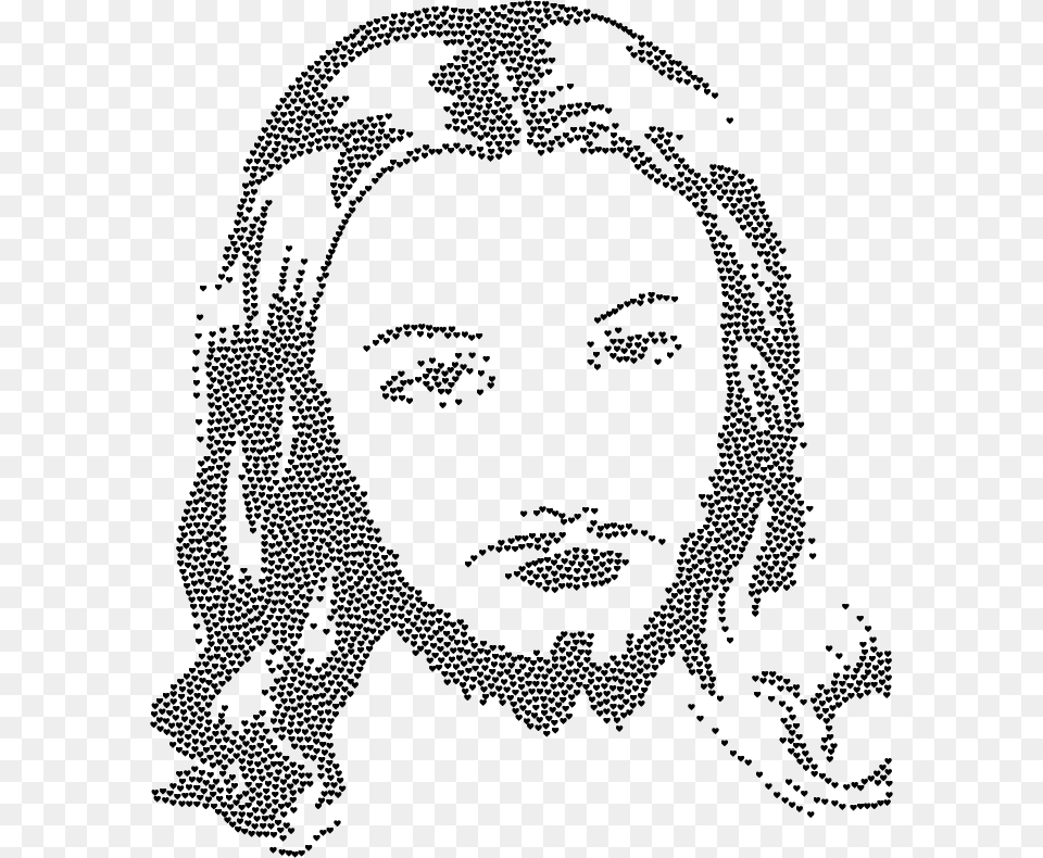 Jesus Christ Face Silhouette Hearts Black, Gray Free Png