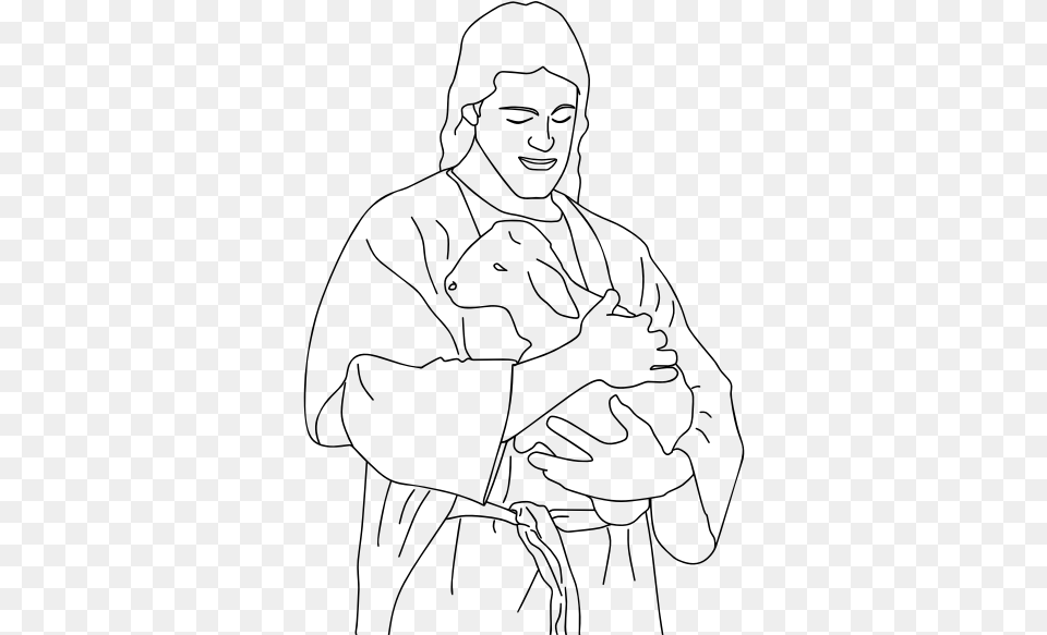 Jesus Christ Holding A Lamb Image Of Jesus With A Lamb, Gray Free Transparent Png