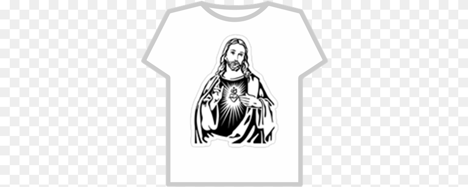 Jesus Christ Roblox Sacred Heart Of Jesus Clipart, Clothing, T-shirt, Person, Face Free Png