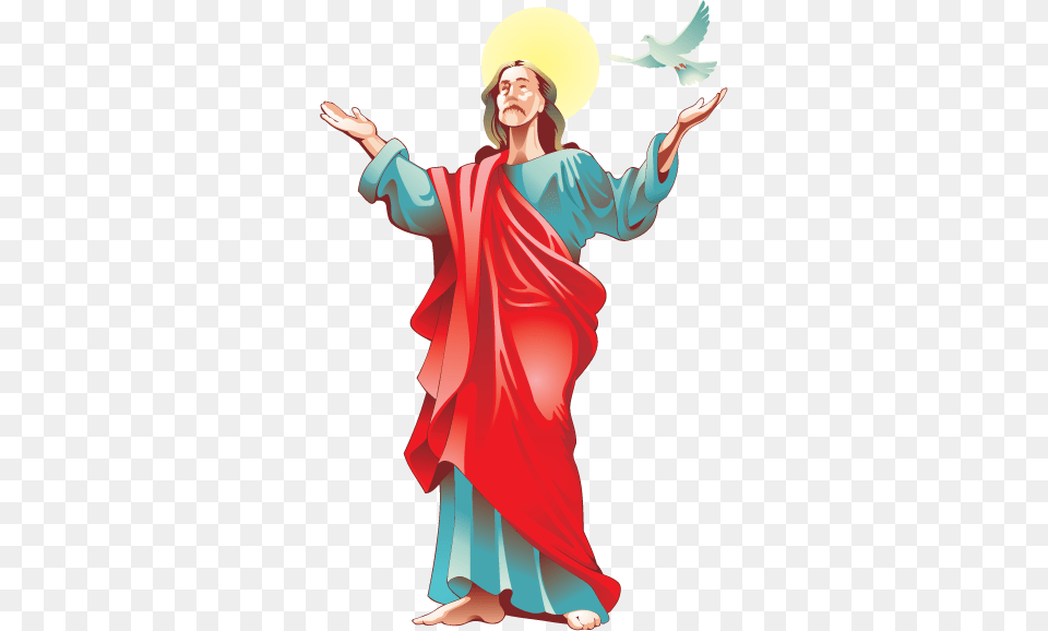 Jesus Christ With Dove Sticker Jesus, Adult, Person, Female, Woman Png Image