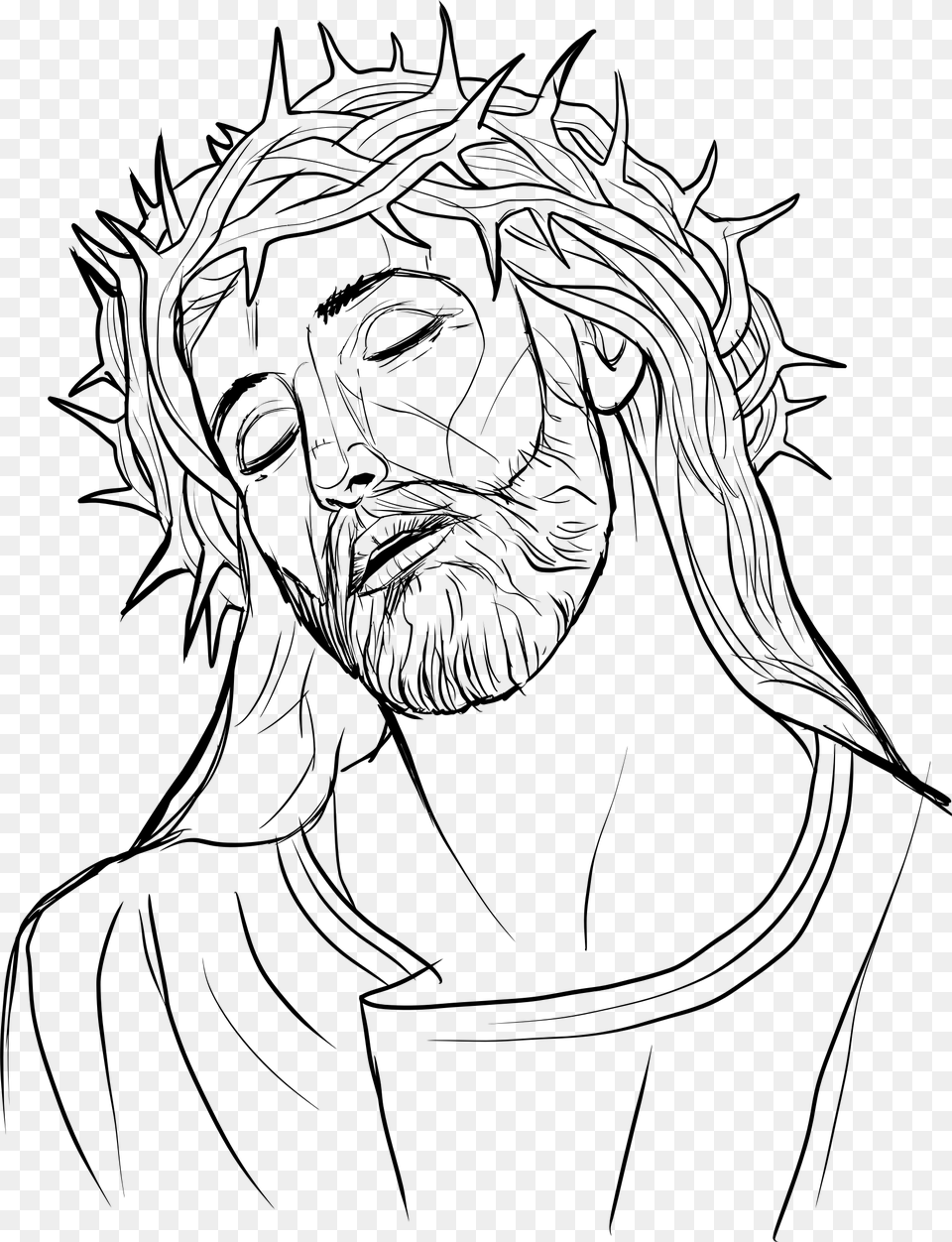 Jesus Crown Of Thorns Illustration Vector Royalty Free Jesus Is Crowned With Thorns Drawing, Gray Png Image