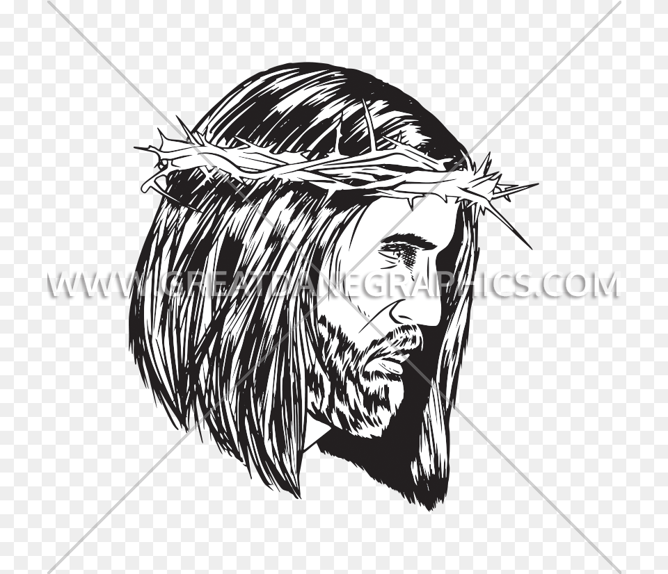 Jesus Crown Of Thorns Production Ready Artwork For T Shirt Illustration, Book, Comics, Publication, Adult Png Image
