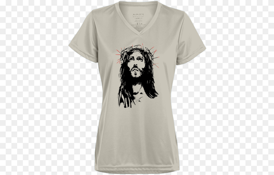 Jesus Crown Of Thorns Short Sleeve, Clothing, T-shirt, Shirt, Face Png