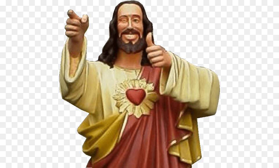 Jesus Dogma Buddy Christ Thumb Signal Jesus Christ Funny, Figurine, Adult, Female, Person Png