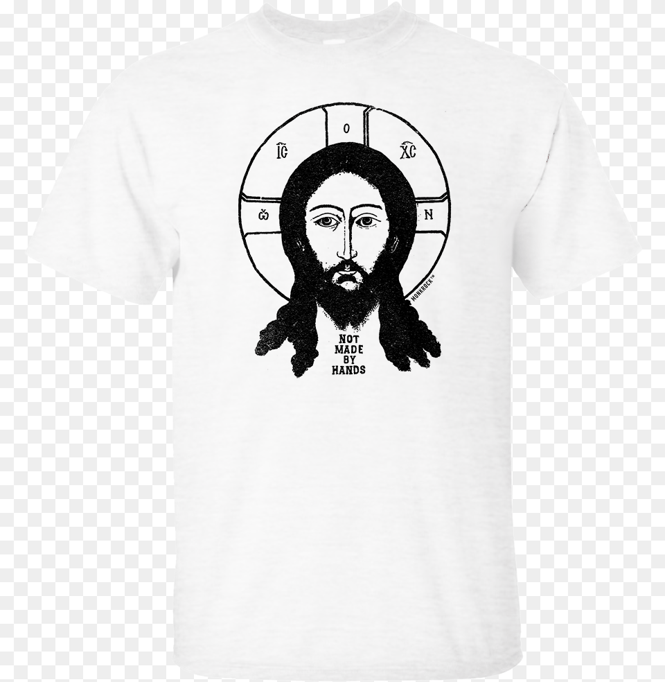 Jesus Not Made By Hands Teeclass Rule Of Saint Benedict, Clothing, T-shirt, Person, Face Free Png