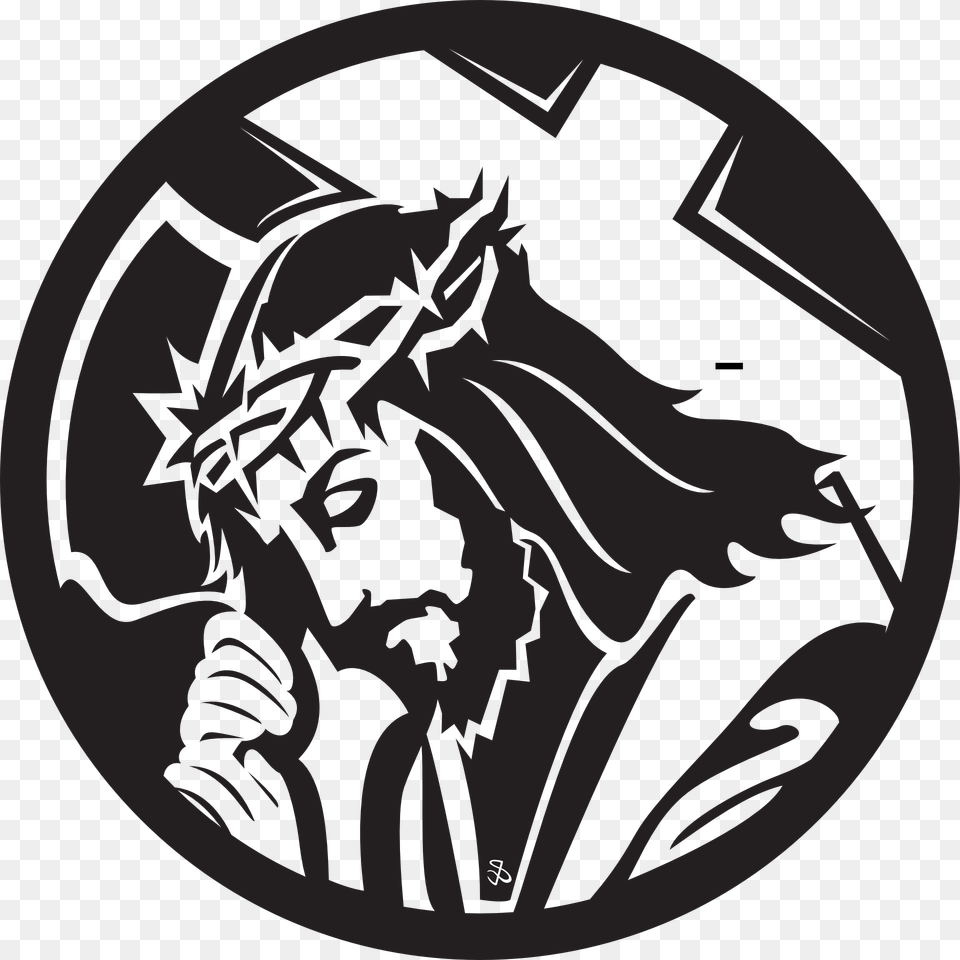 Jesus On Cross Black And White Jesus Vector, Stencil, Logo, Ammunition, Grenade Free Png
