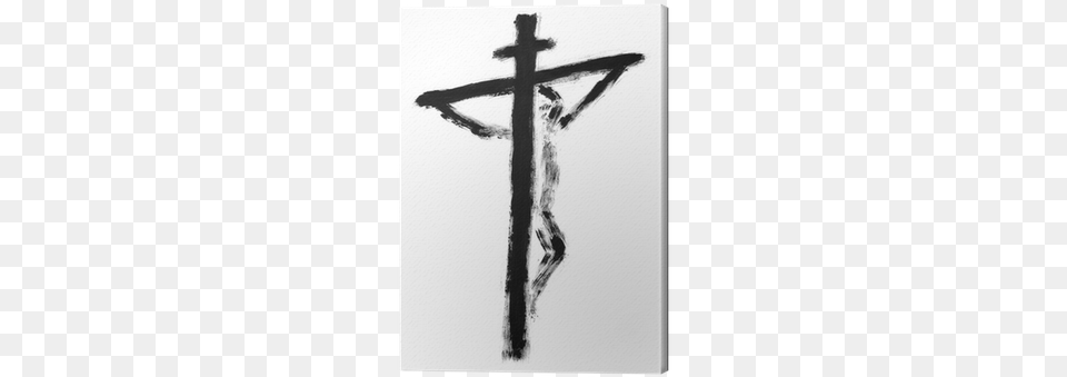 Jesus On The Cross Drawn With Watercolors Canvas Print Watercolor Painting, Symbol Png Image