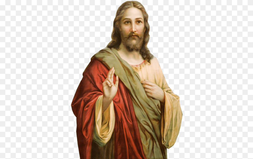 Jesus Picture Two Fingers, Adult, Person, Painting, Man Png