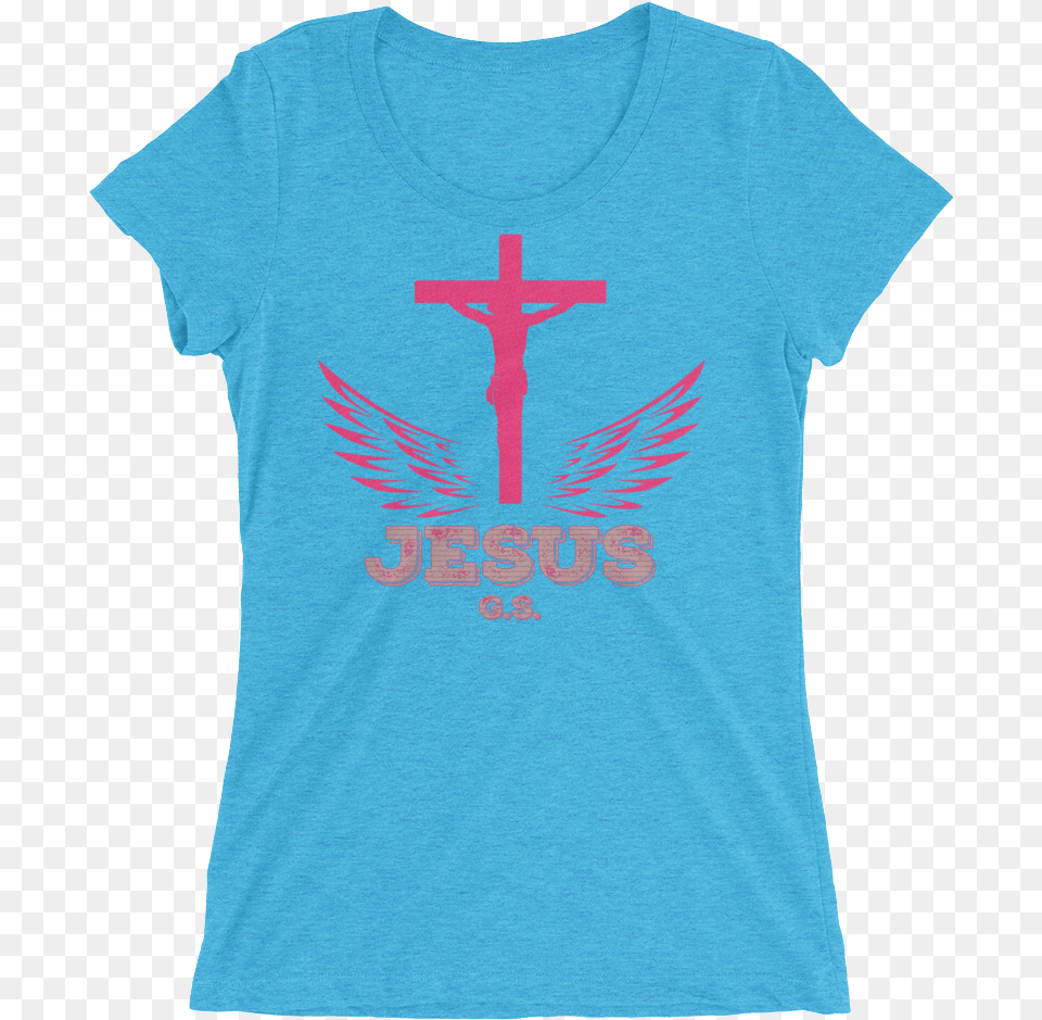 Jesus Pink Cross Rainbow Womens T Shirt, Clothing, T-shirt, Symbol Png