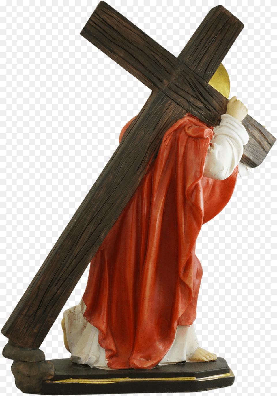 Jesus Statue Carry The Cross Christian Cross, Symbol, Person, Figurine Png Image