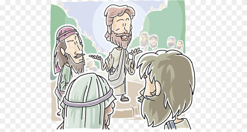 Jesus Walking With His Disciples Clipart, Book, Comics, Publication, Baby Free Png