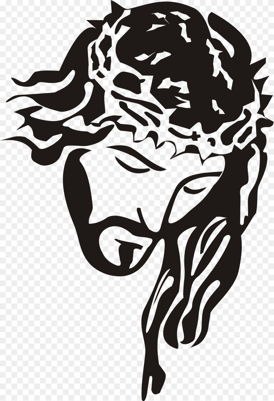 Jesus With Crown Of Thorns Clipart, Stencil, Art, Person, Alien Png Image
