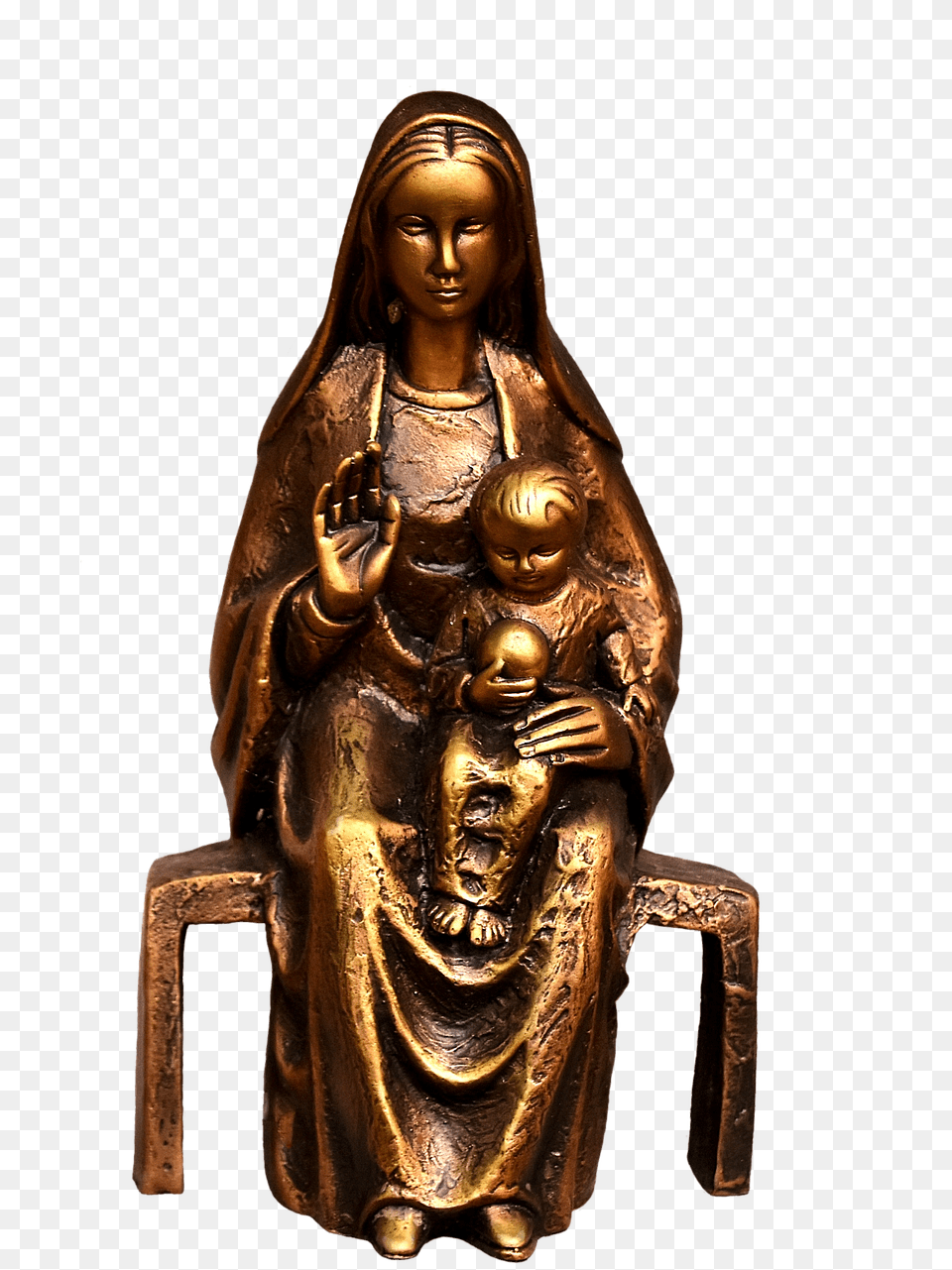 Jesus With Mother Mary Statue, Bronze, Figurine, Adult, Female Free Png Download