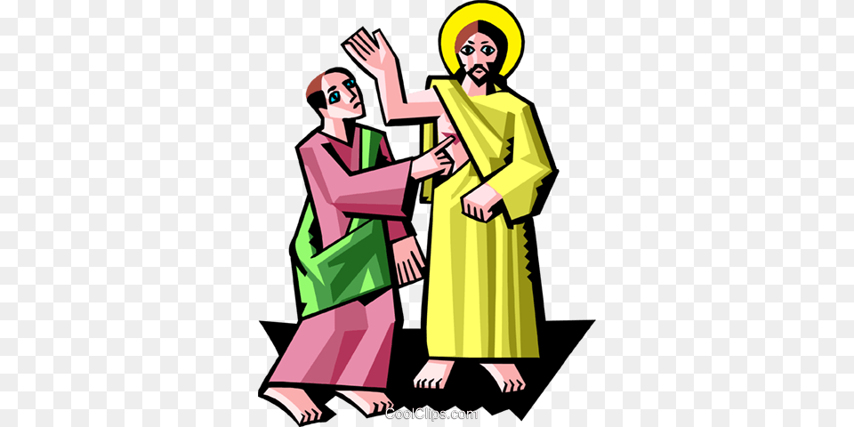 Jesus With Thomas Royalty Vector Clip Art Illustration, Clothing, Coat, Adult, Person Png