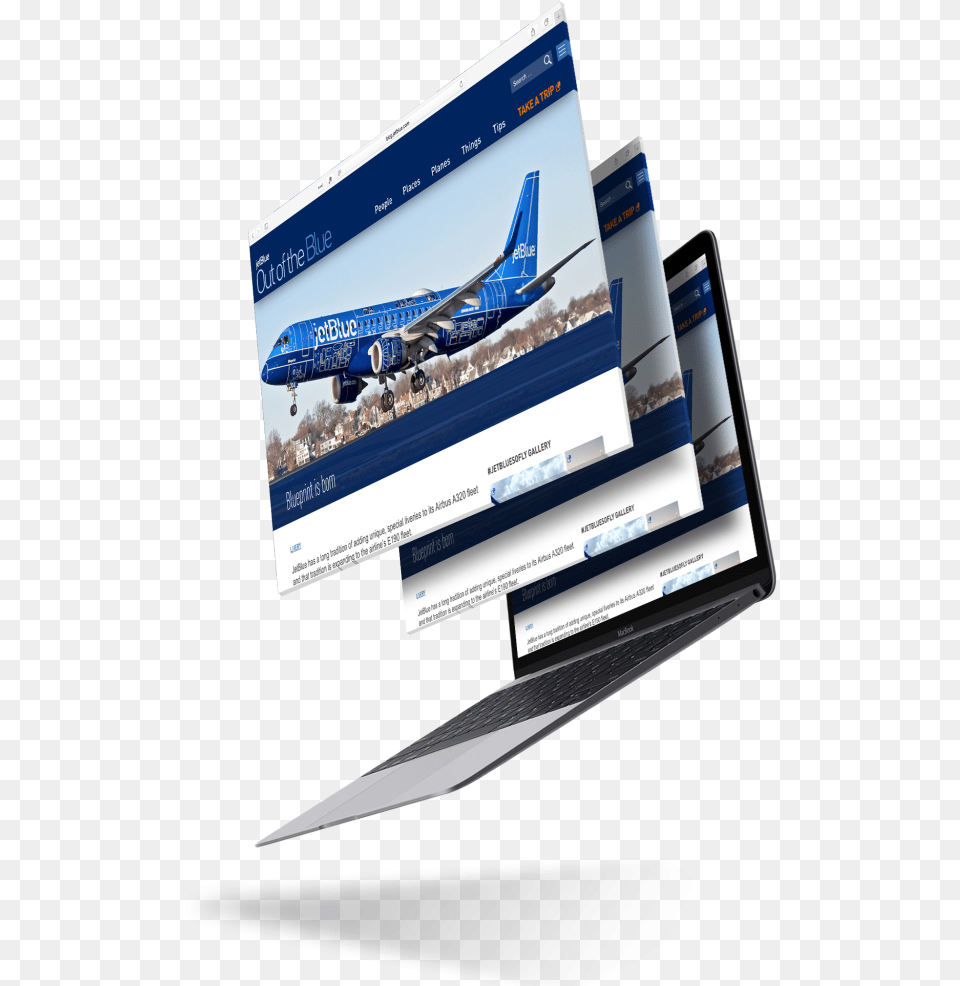 Jetblue Web Design Showcase On A Macbook Pro Boeing 737 Next Generation, Aircraft, Transportation, Vehicle, Electronics Free Transparent Png