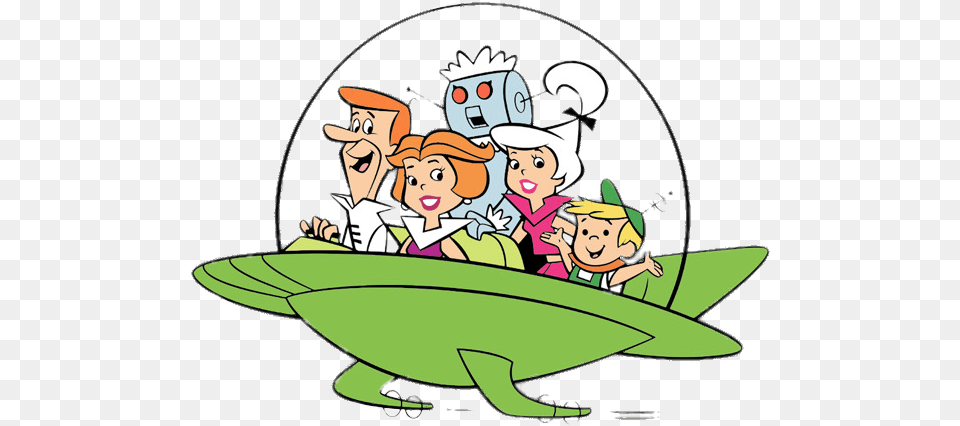 Jetsons In Their Spacecraft Image Spaceship Transparent, Book, Comics, Publication, Baby Free Png Download